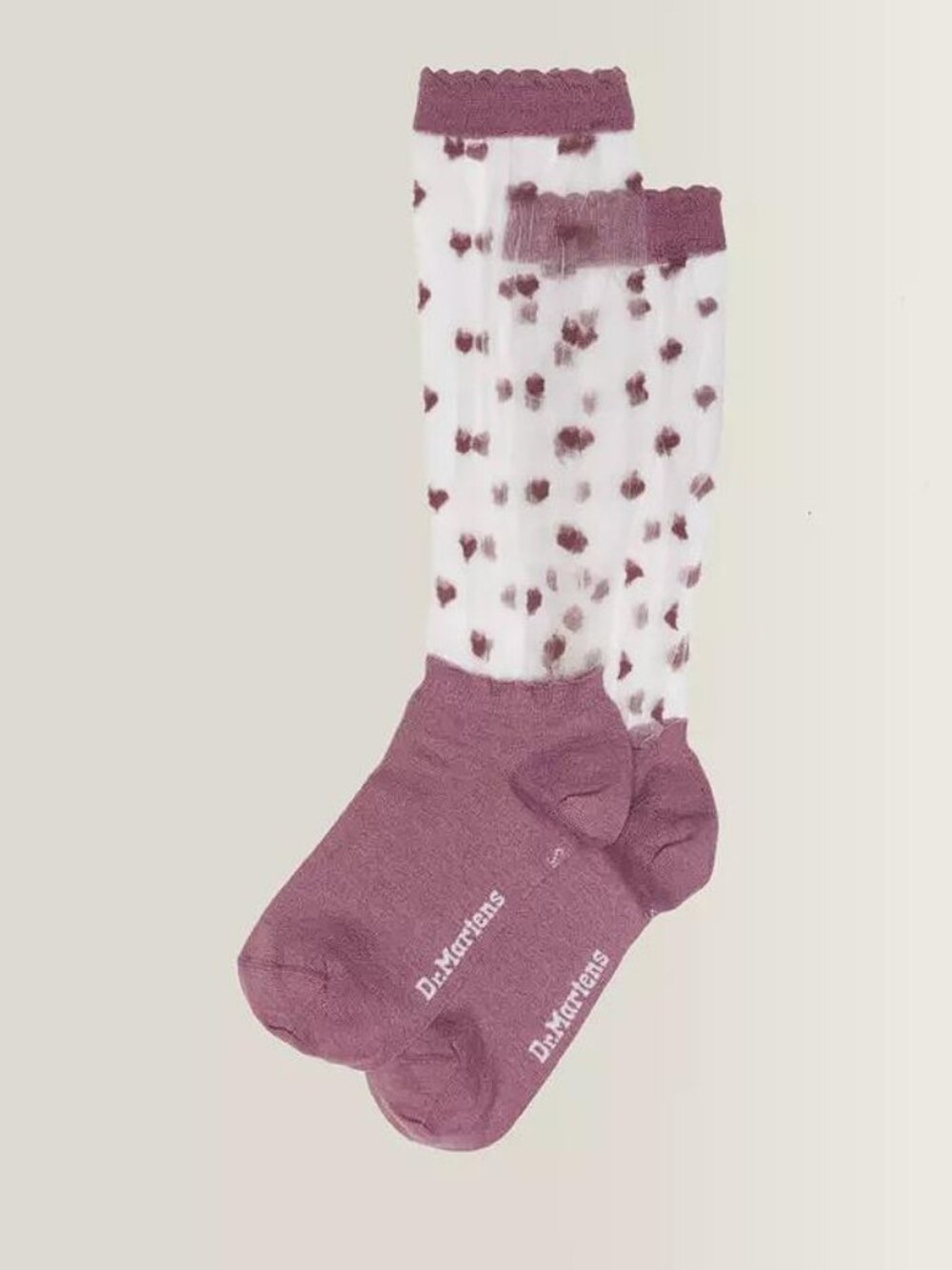 DR. MARTENS Women's Short Heart Mesh Organic Cotton Blend Socks in Dusty Rose
